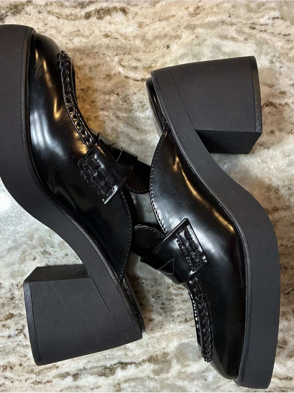 wild fable Black patent leather Platform Block Heel Mule Clog Size 7